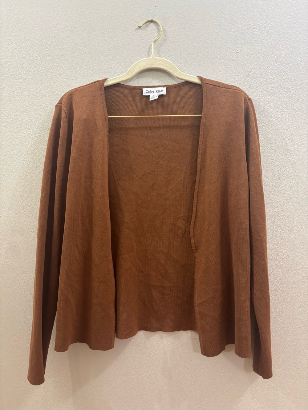 Calvin Klein Open-Front Rust Cardigan Sweater